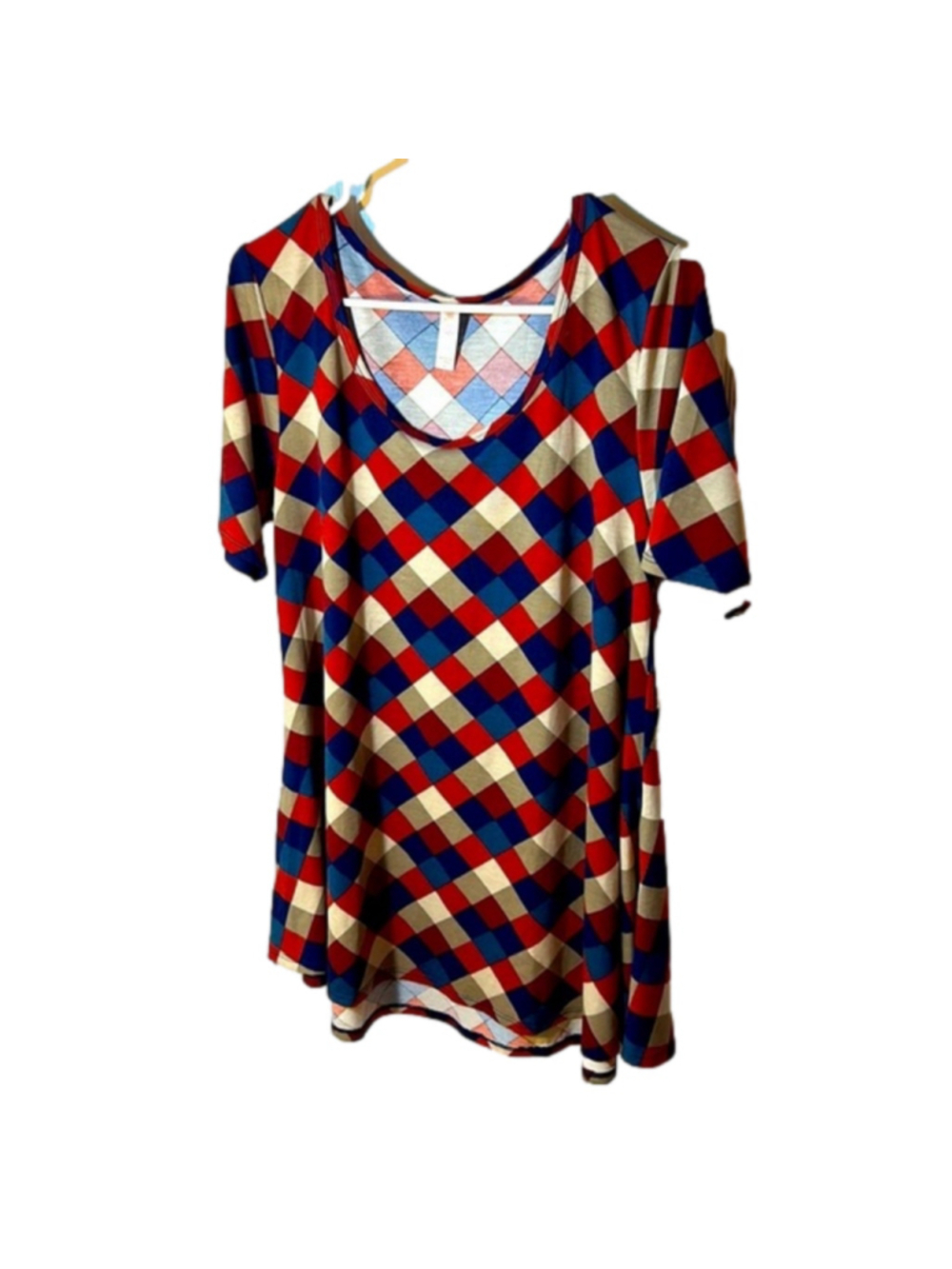 LuLaRoe Plaid Checkered Short Sleeve Shirt NWT Small